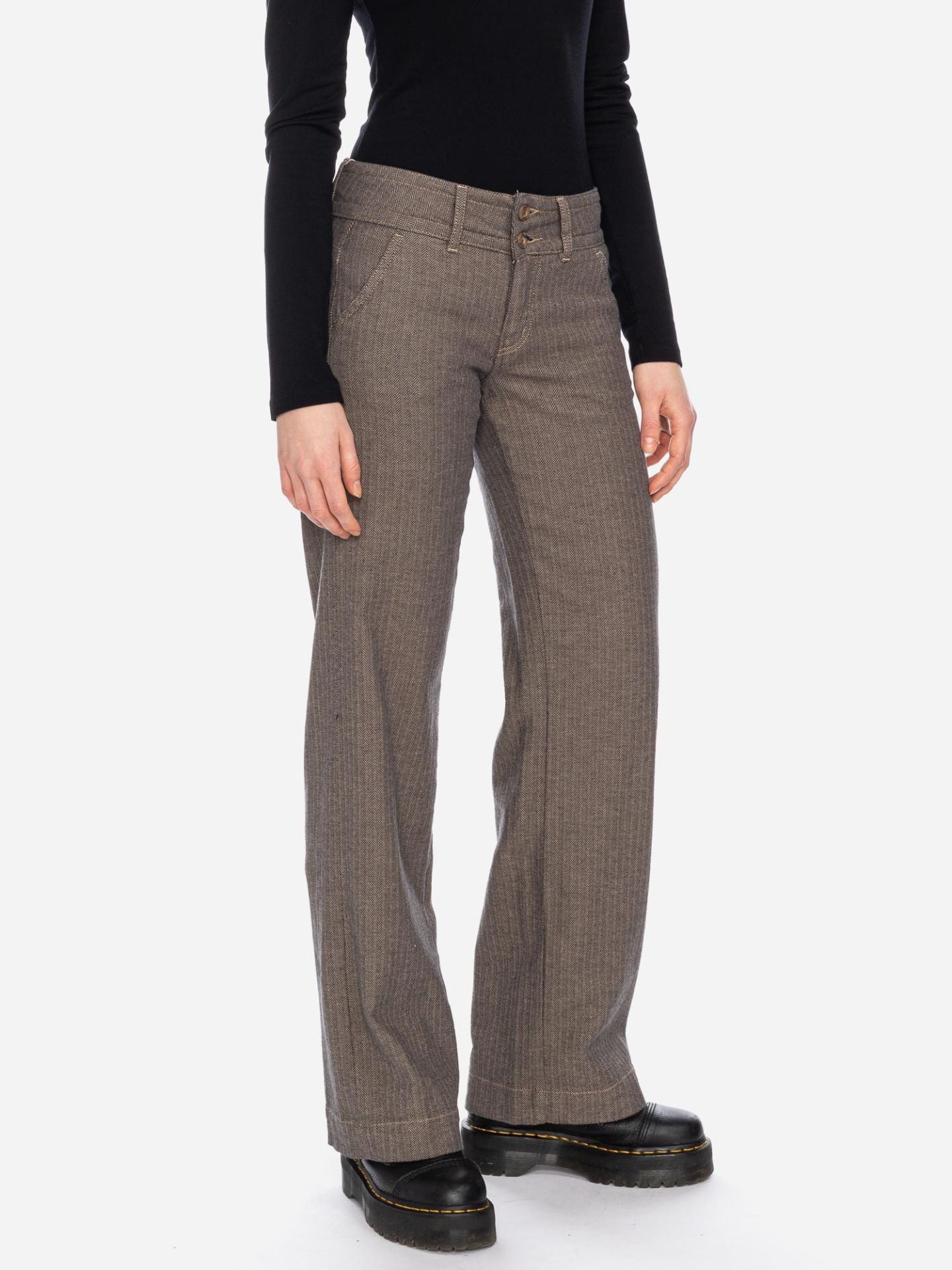 Ato Berlin Stoffhose Lilia Fischgrat, schw./braun