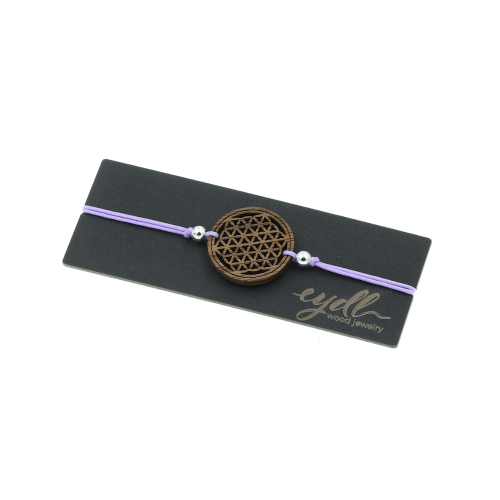 Armband Blume des Lebens Nussholz, Lila
