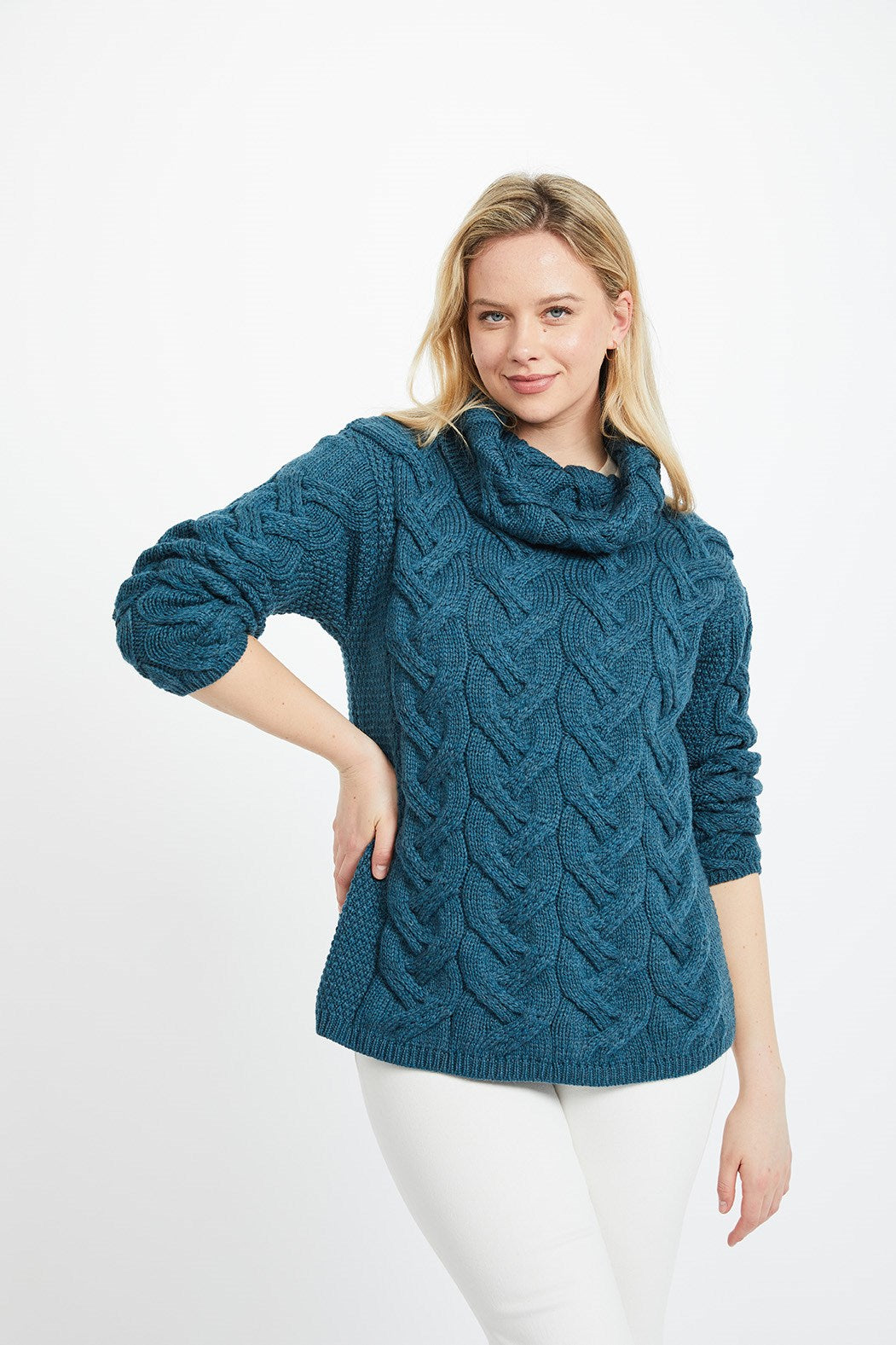 Rollkragenpulli Merino superweich, Petrol