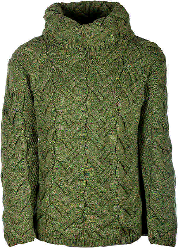 Aran Rollkragenpulli Merino superweich, Moos