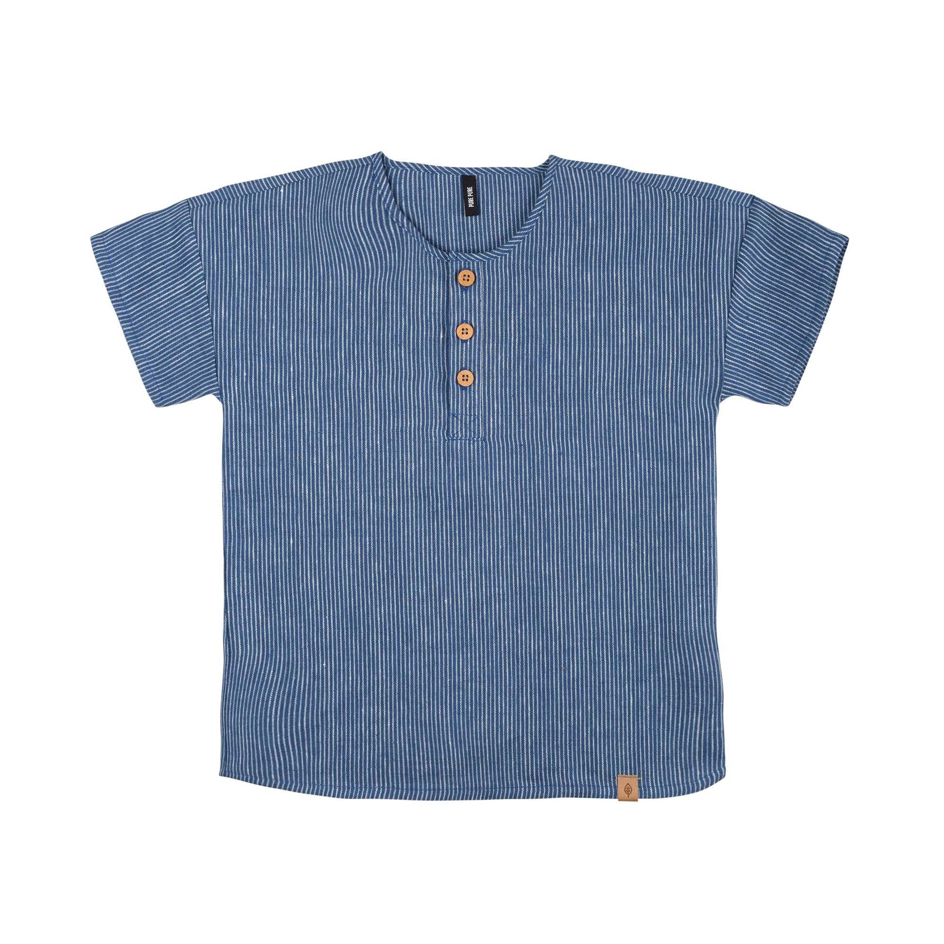 PurePure Leinenhemd, Marine/Weiß