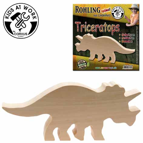Holzrohling Dinosaurier / Triceratops