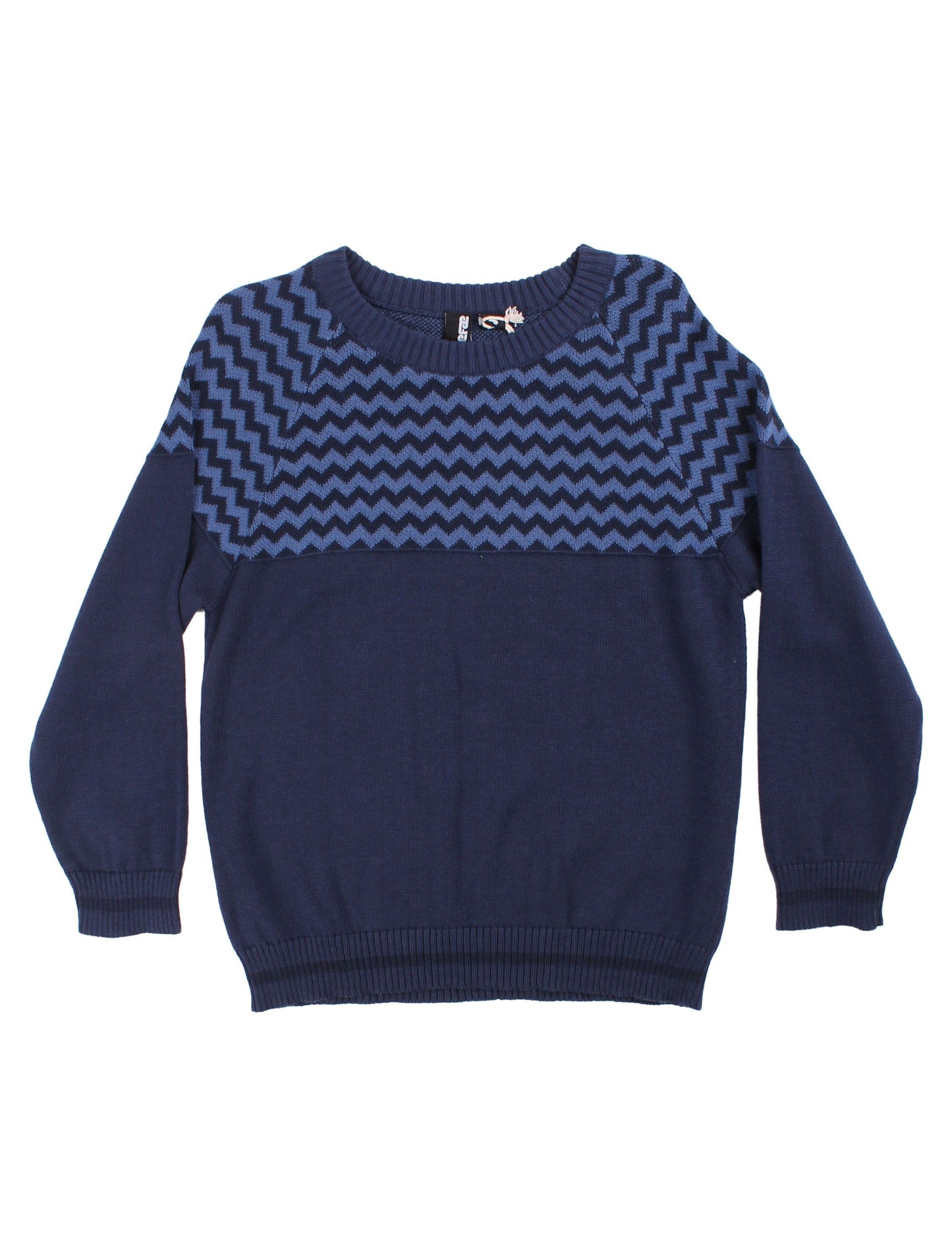 Danefae Strickpullover Style Master, Blau gemustert