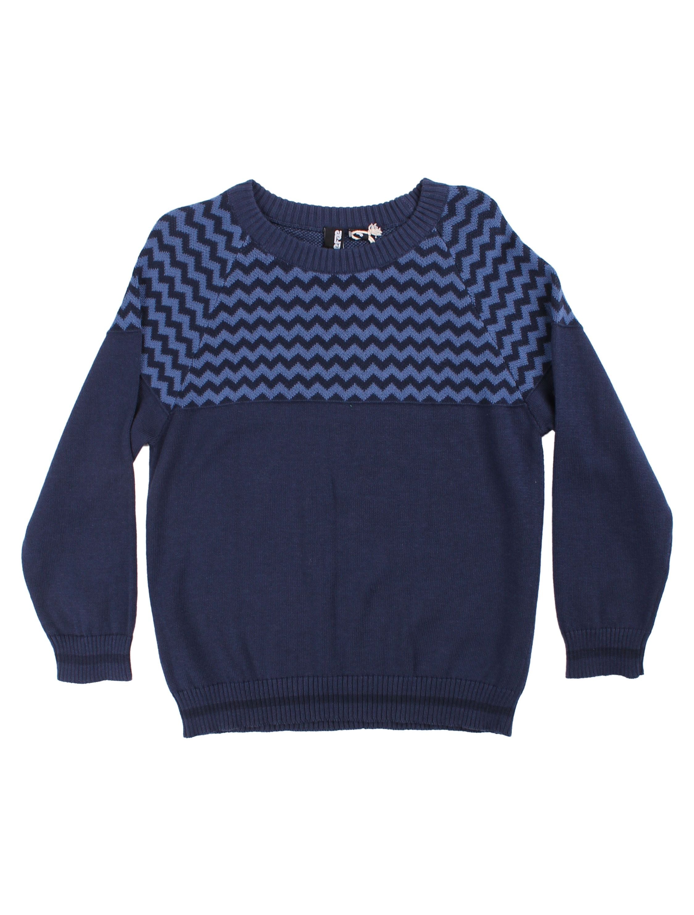 Danefae Strickpullover Style Master, Blau gemustert