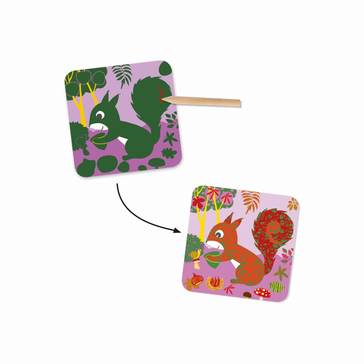 Djeco Kratzbilder, Tiere vom Land