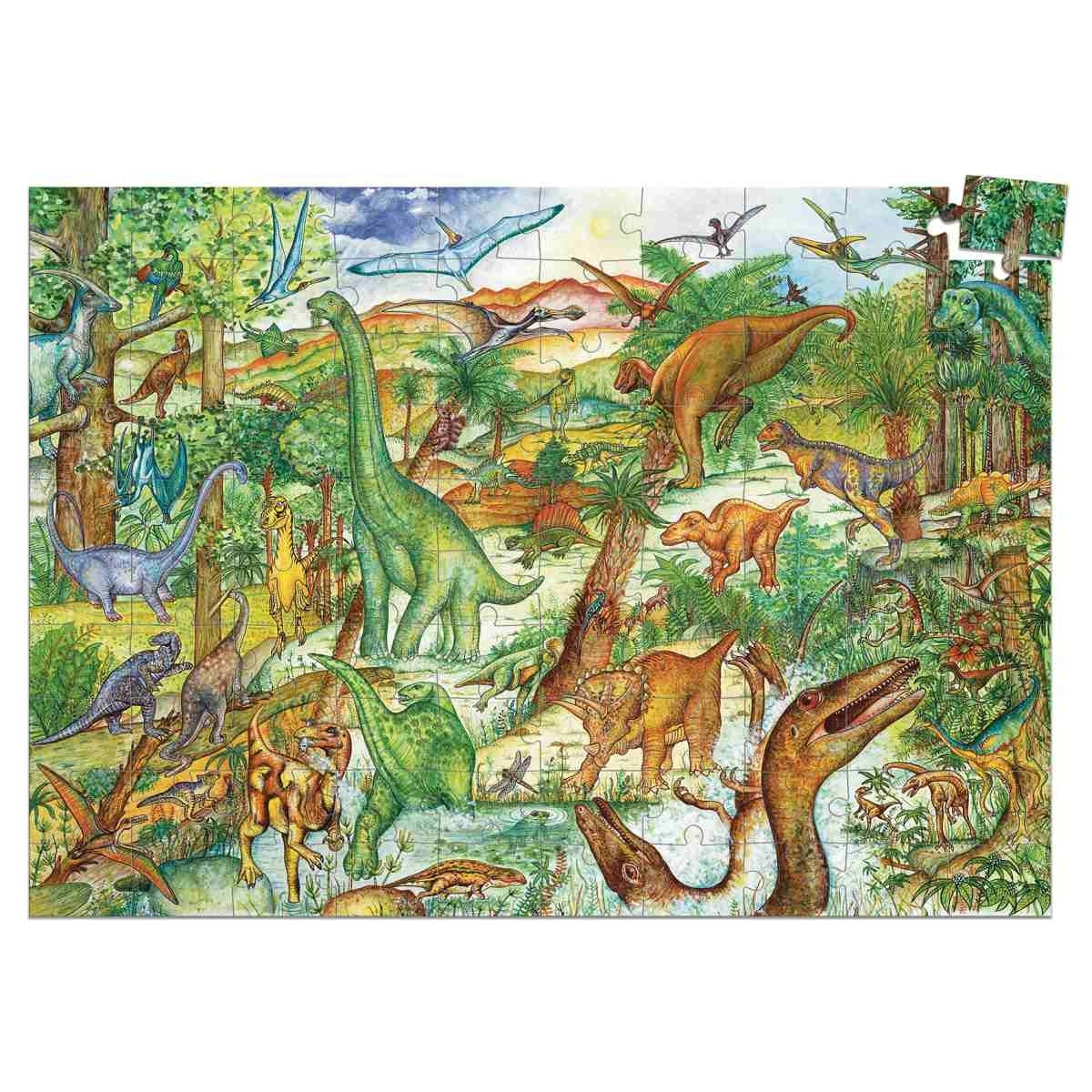Djeco Wimmelpuzzle 100 Teile, Dinosaurier