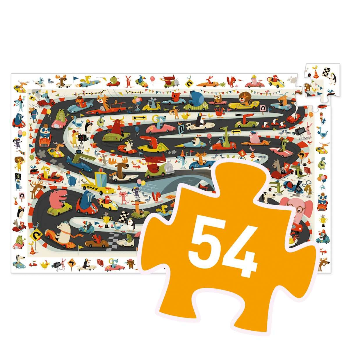 Djeco Wimmelpuzzle 54 Teile, Autoralley
