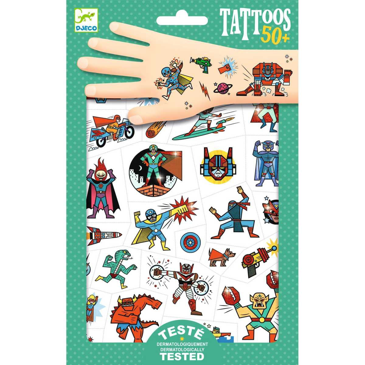 Djeco Glitzer-Tattoos 2er Set Superhelden