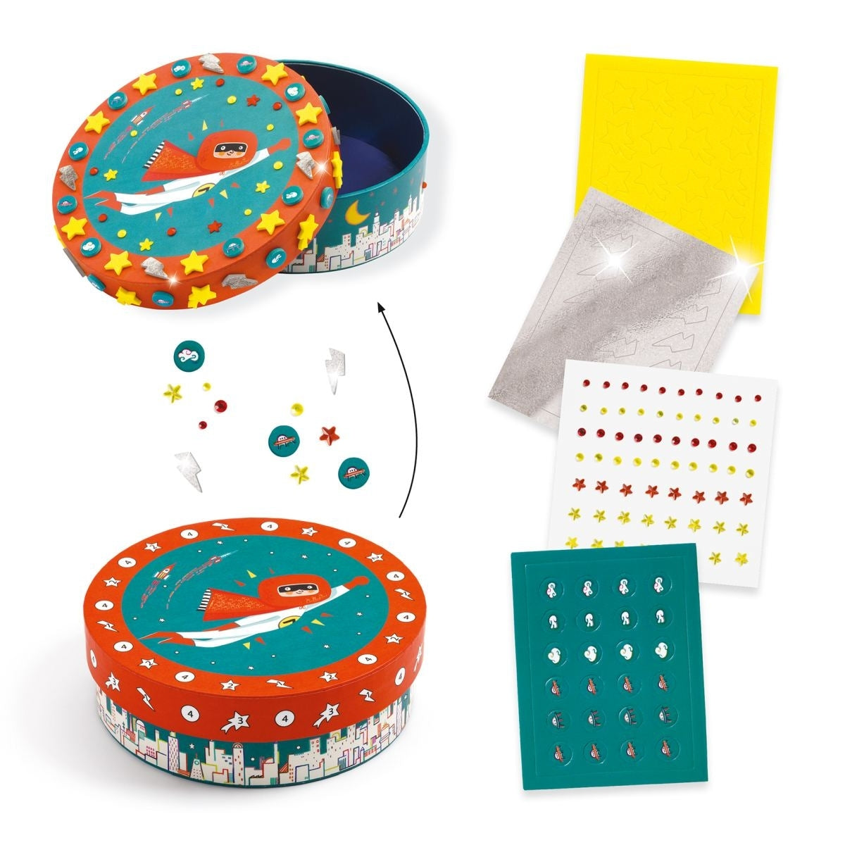 Djeco Bastelset Box zum Dekorieren, Superschatz