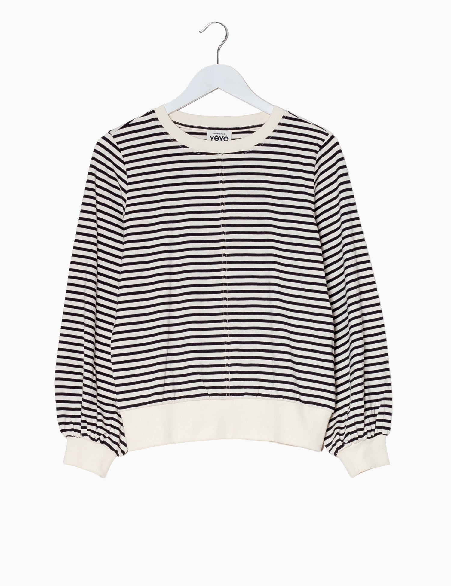 Mademoiselle Yéyé Drift Flair Top, Black/White