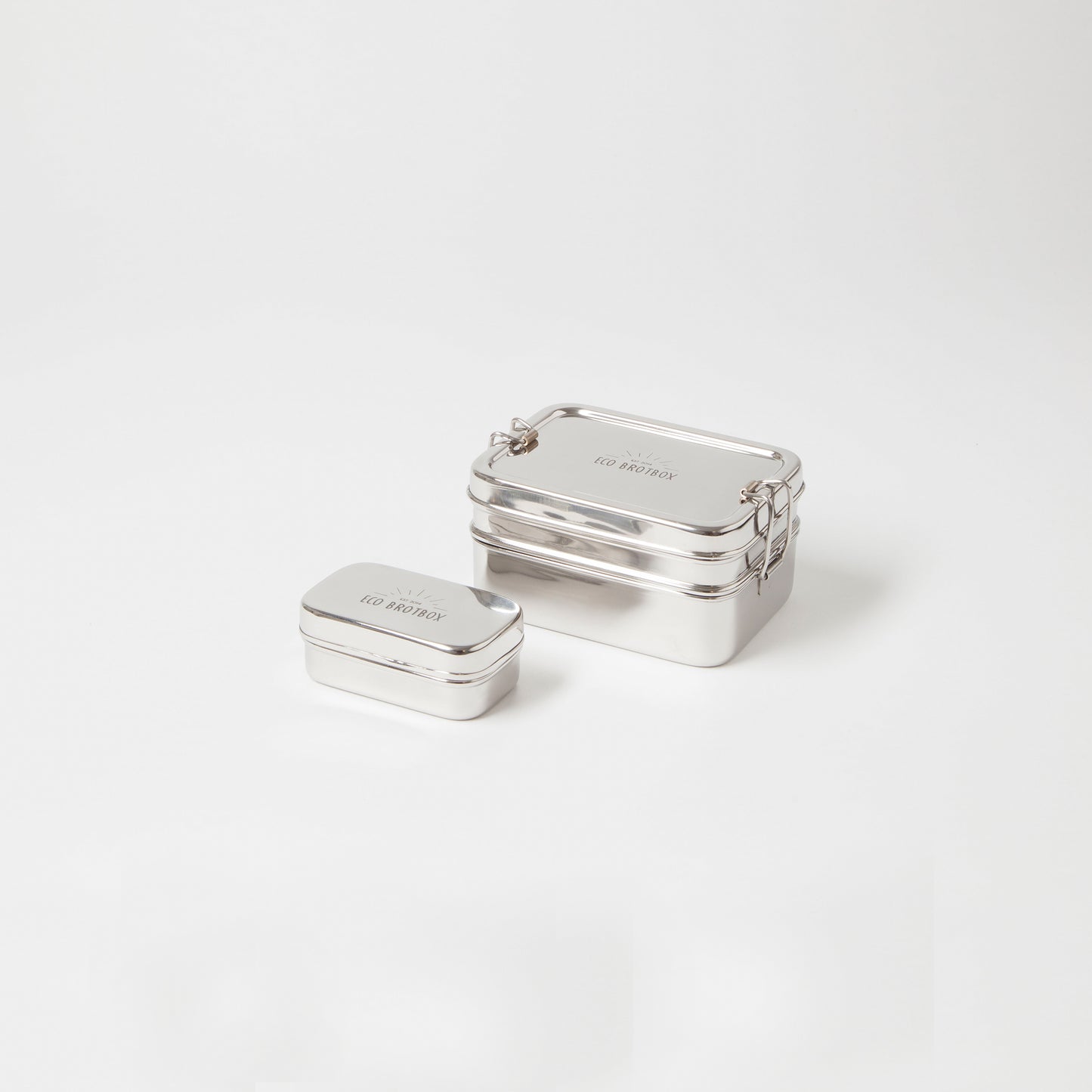 ECO Brotbox Dabba Magic mit Snackbox aus Edelstahl, 2-lagig