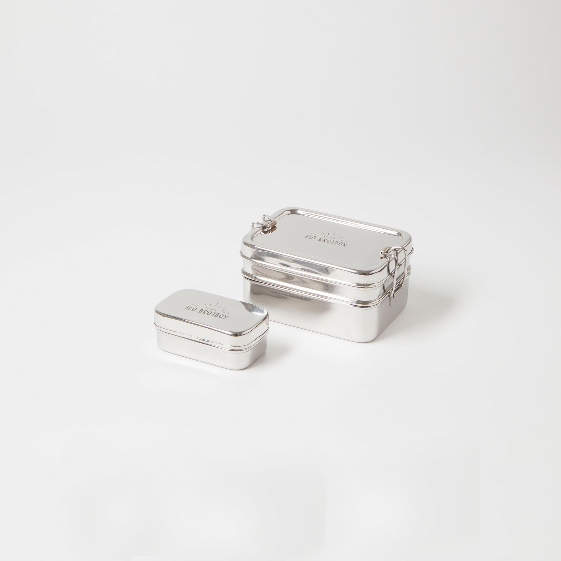 ECO Brotbox Dabba Magic mit Snackbox aus Edelstahl, 2-lagig