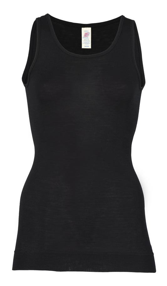Engel Natur Damen Longtop Wolle/Seide, Schwarz