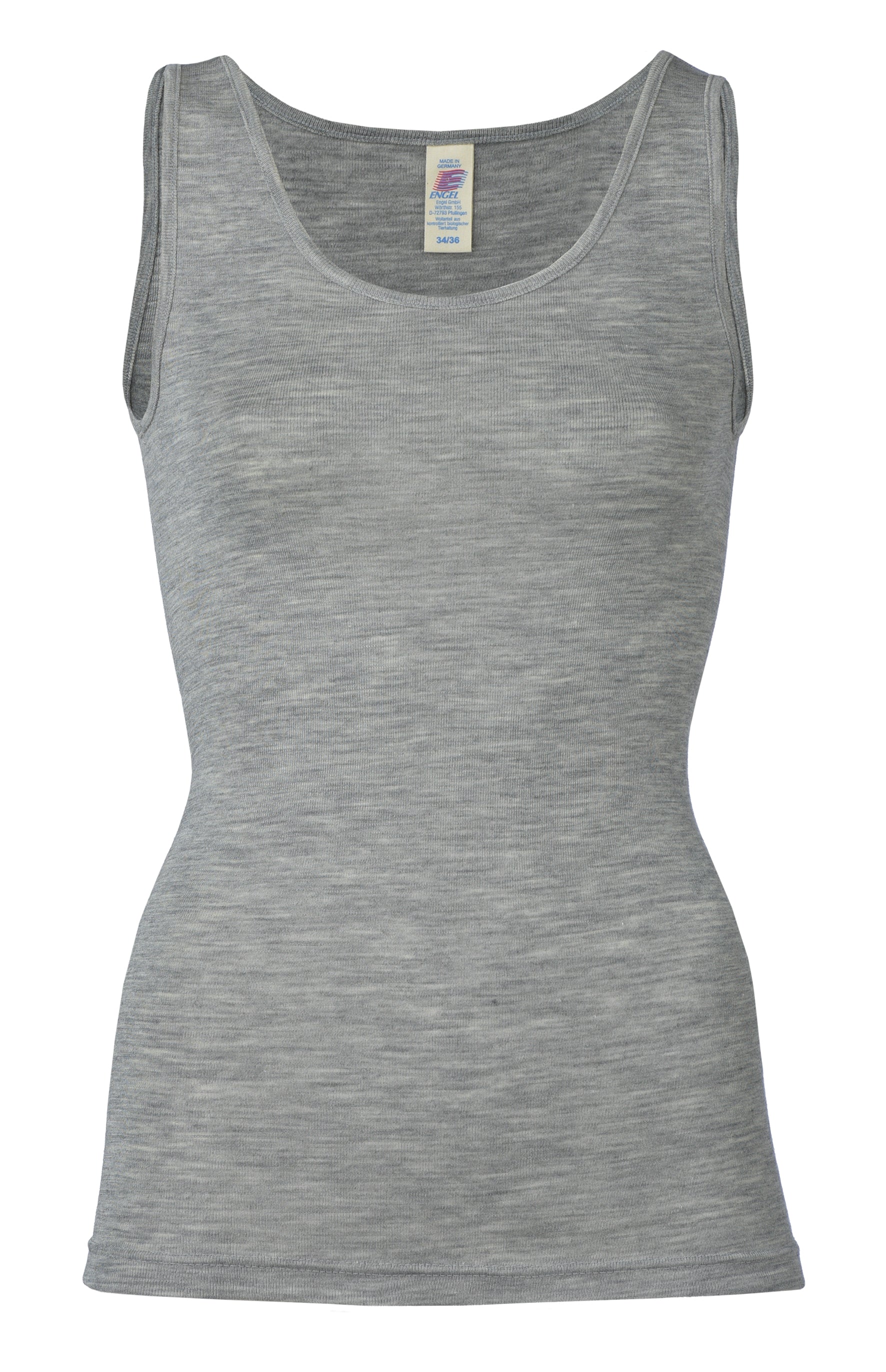 Engel Natur Damen Trägerhemd Wolle/Seide, Hellgrau Melange