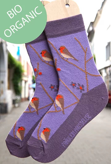 Bio Erwachsenen-Socken Birdy, lila