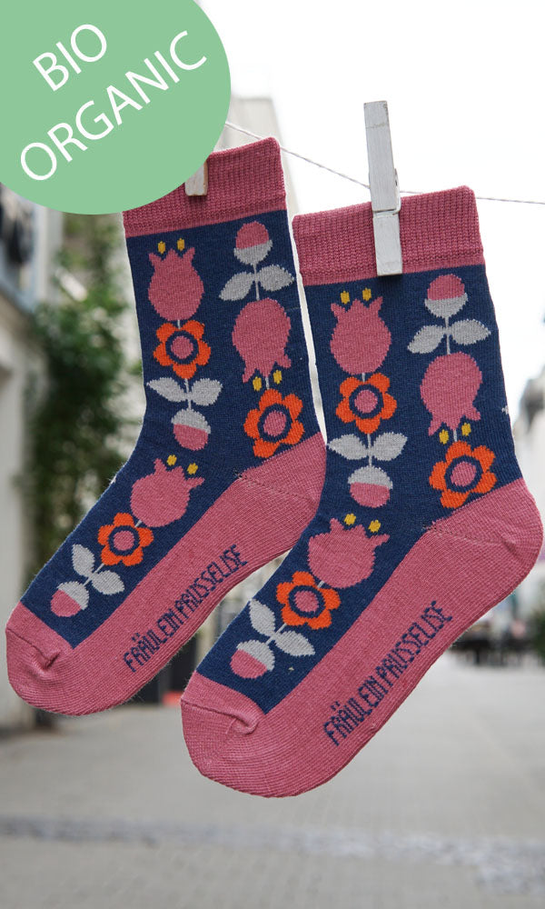 Bio Kindersocken Tulpen blau