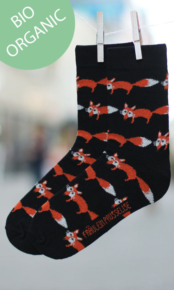 Bio Erwachsenen-Socken Fuchs schwarz