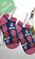 Bio Kinder-Sneakersocken Tulpen blau