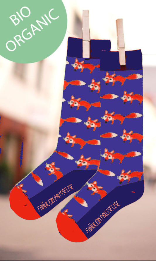 Erwachsenen-Kniestrümpfe Fuchs, Blau