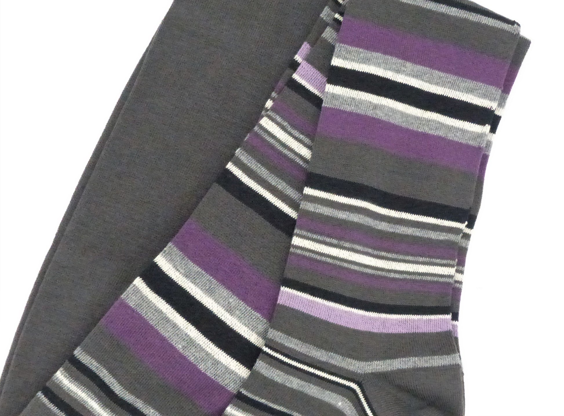 Grödo Bio Damen-Strumpfhose Ringel, Grau-Lila