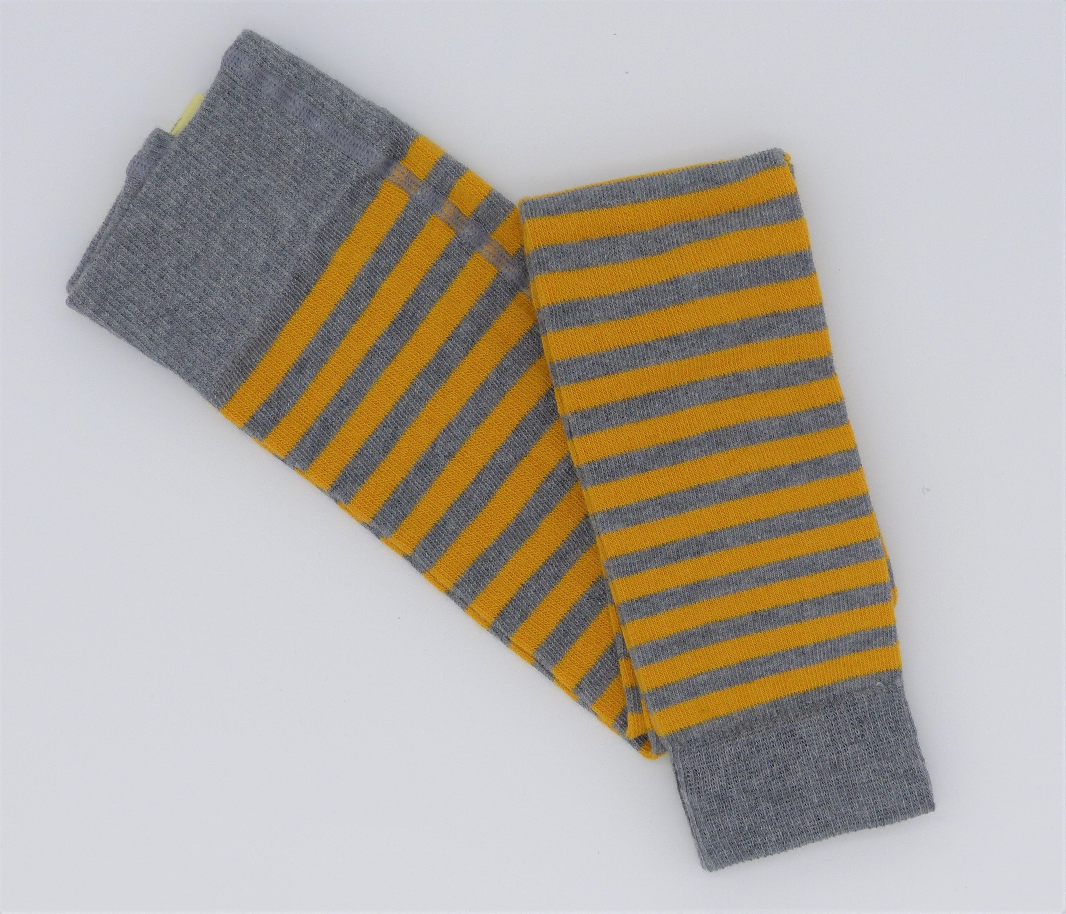 Grödo Bio Kinder Strick-Leggings Ringel, Senf/Grau