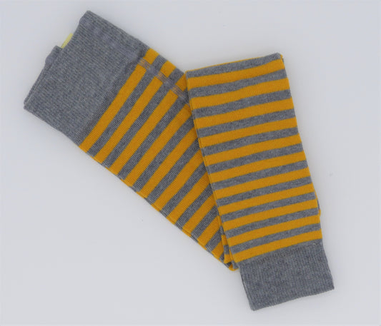 Grödo Bio Kinder Strick-Leggings Ringel, Senf/Grau