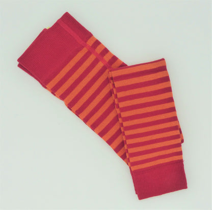 Grödo Bio Kinder Strick-Leggings Ringel, Rot/Orange