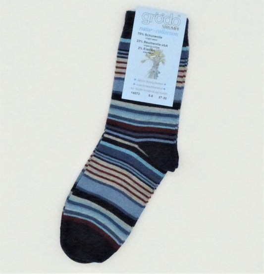 Grödo Kinder Socken Wolle/BW Ringel, blau