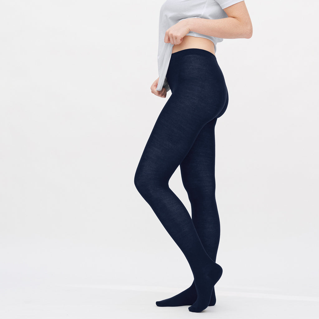 LC Strumpfhose Helene Wolle/BW, Dark Saphire