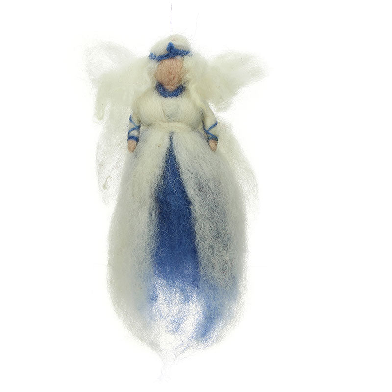 Anhänger Winterelfe Wollfilz, blau weiß