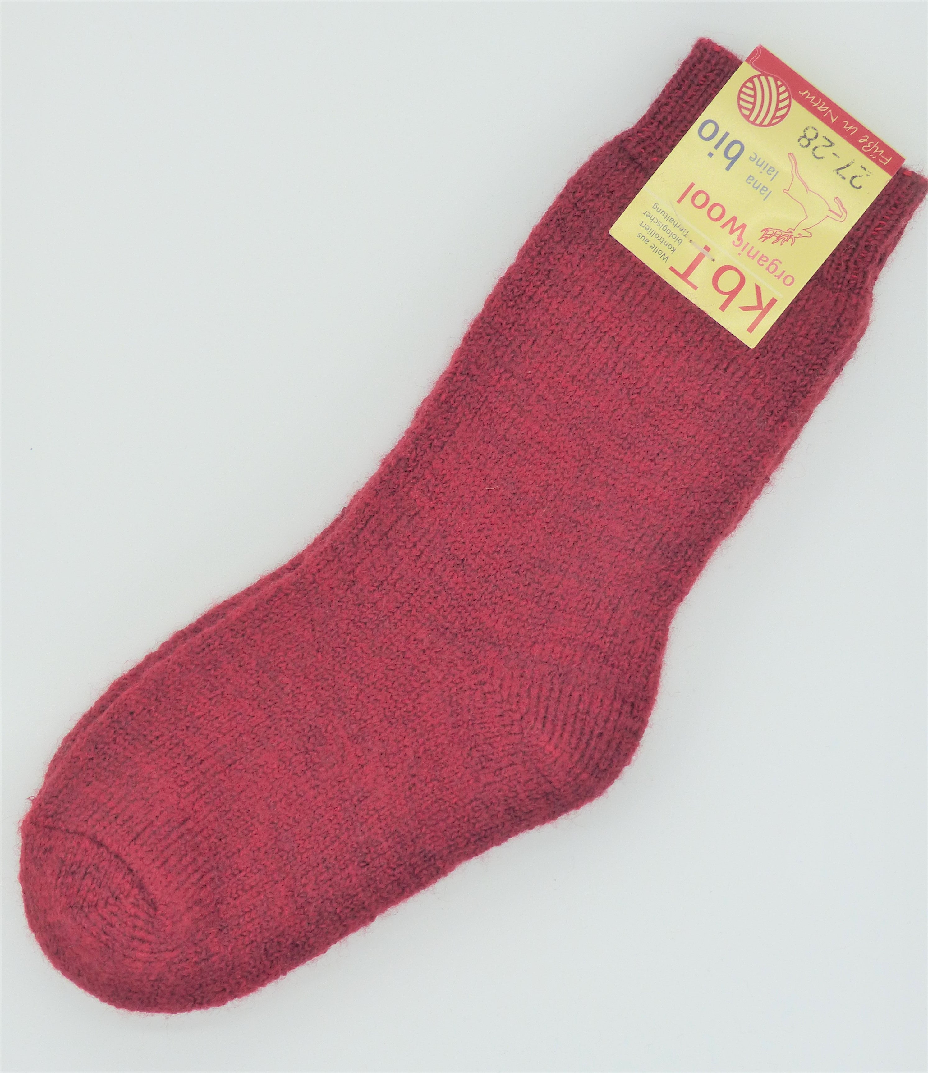 Hirsch Natur Kinder Trekkingsocken Wolle, rot