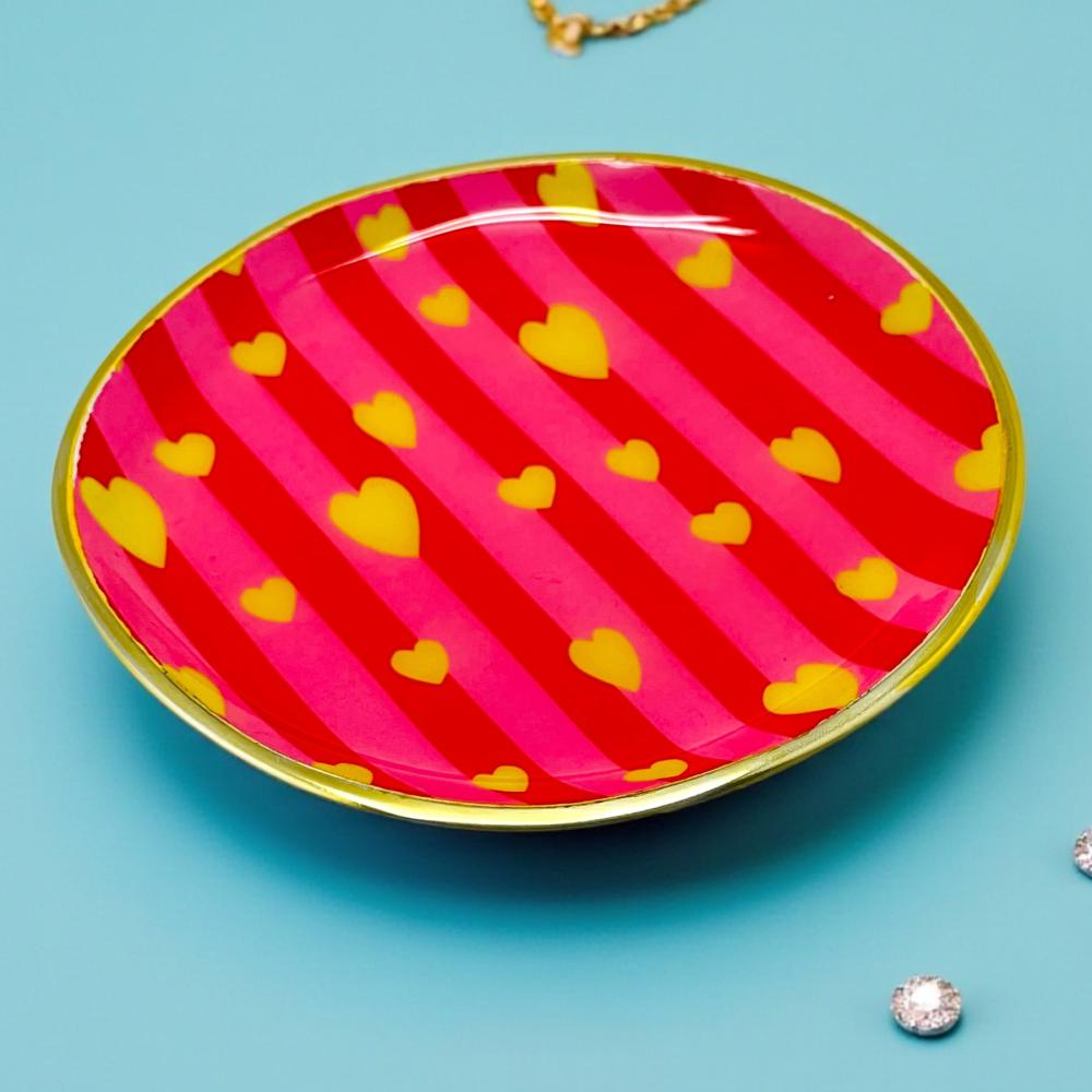 NOI Hamburg Dekoschale L Stripe Yellow Hearts