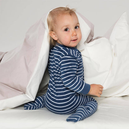 Living Crafts Baby-Schlafanzug Frottee Streifen, blau/weiß