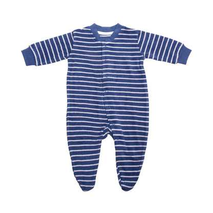 Living Crafts Baby-Schlafanzug Frottee Streifen, blau/weiß