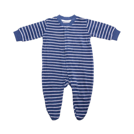 Living Crafts Baby-Schlafanzug Frottee Streifen, blau/weiß