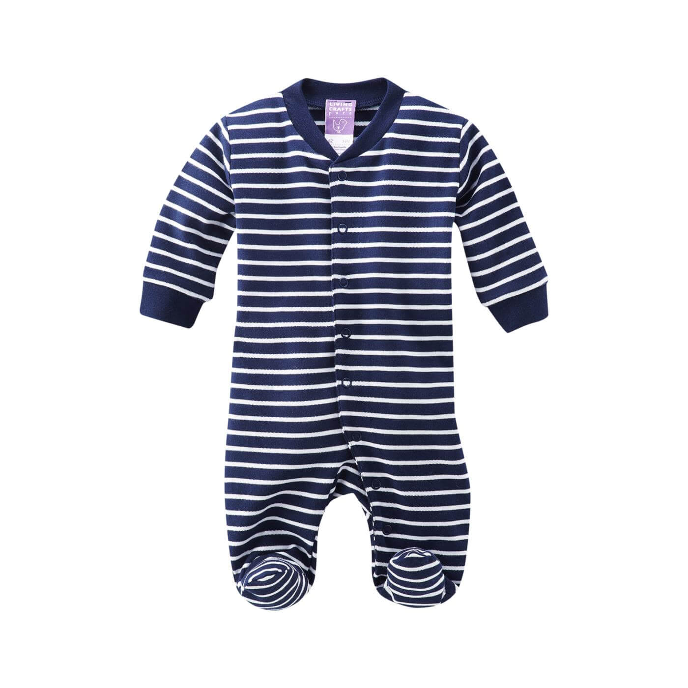 Living Crafts Baby-Schlafanzug mit Füßen, navy/weiß