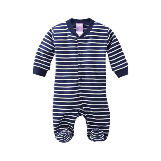 Living Crafts Baby-Schlafanzug mit Füßen, navy/weiß