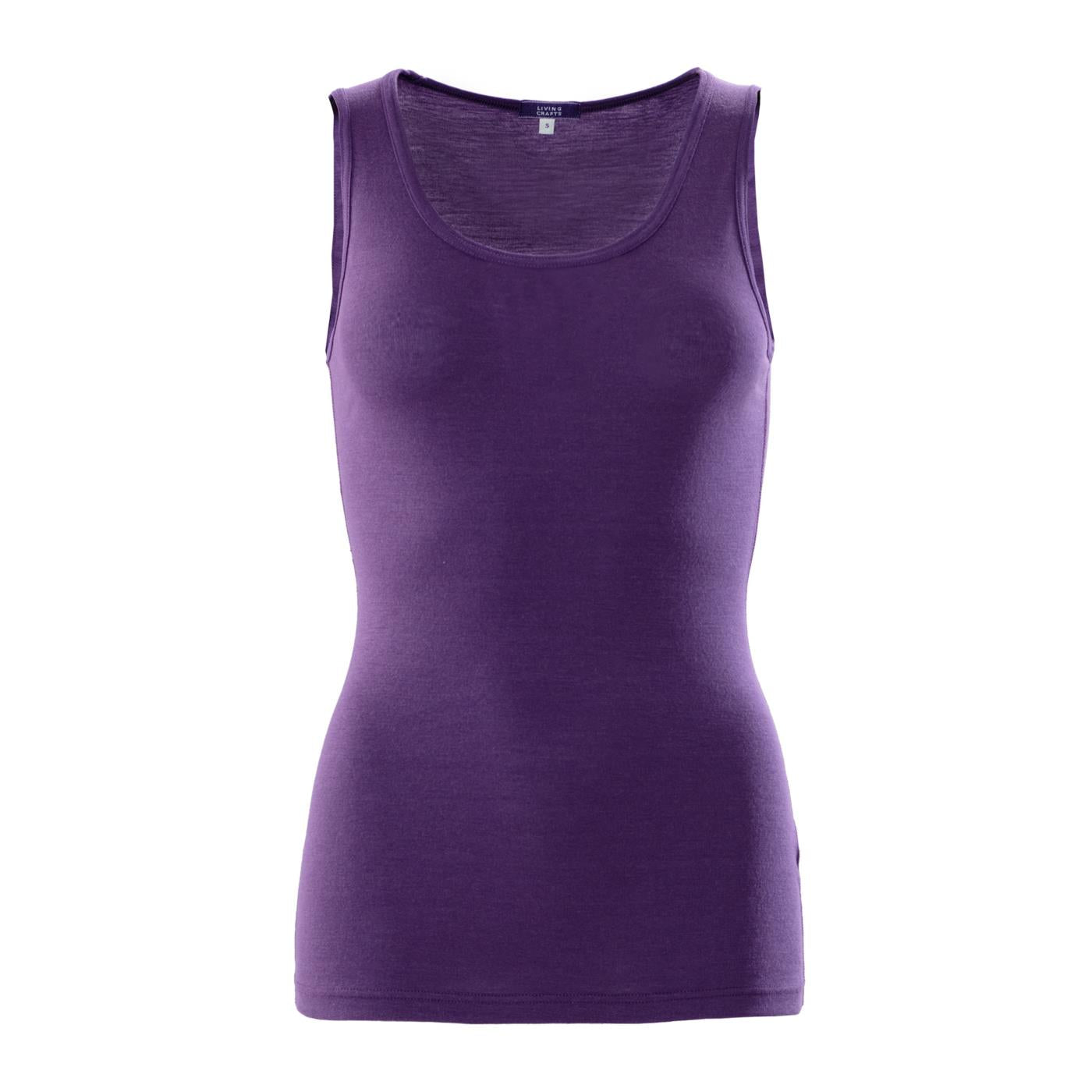Living Crafts Damen Unterhemd Beryl, Bio Merinowolle/Baumwolle-Mix, violet