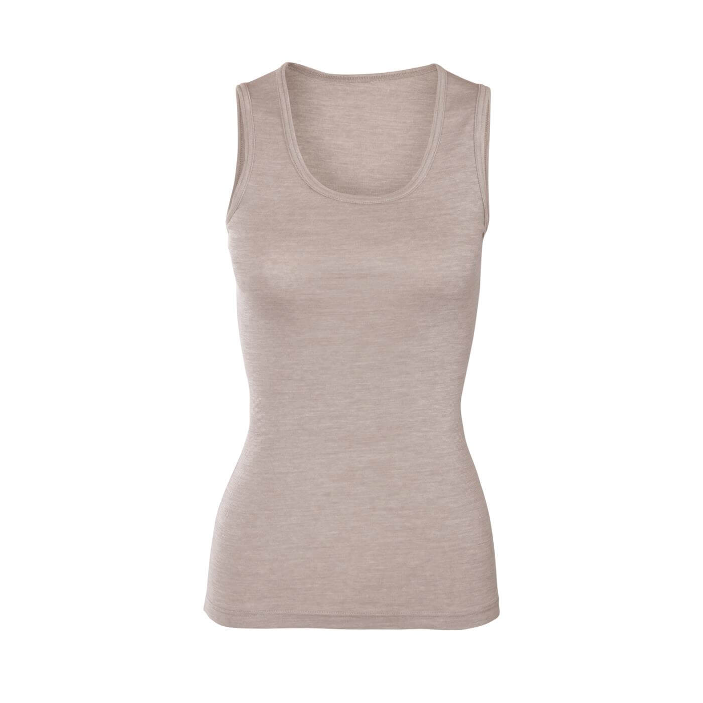 Living Crafts Damen Unterhemd Beryl, Bio Merinowolle/Baumwolle-Mix, Sand melange