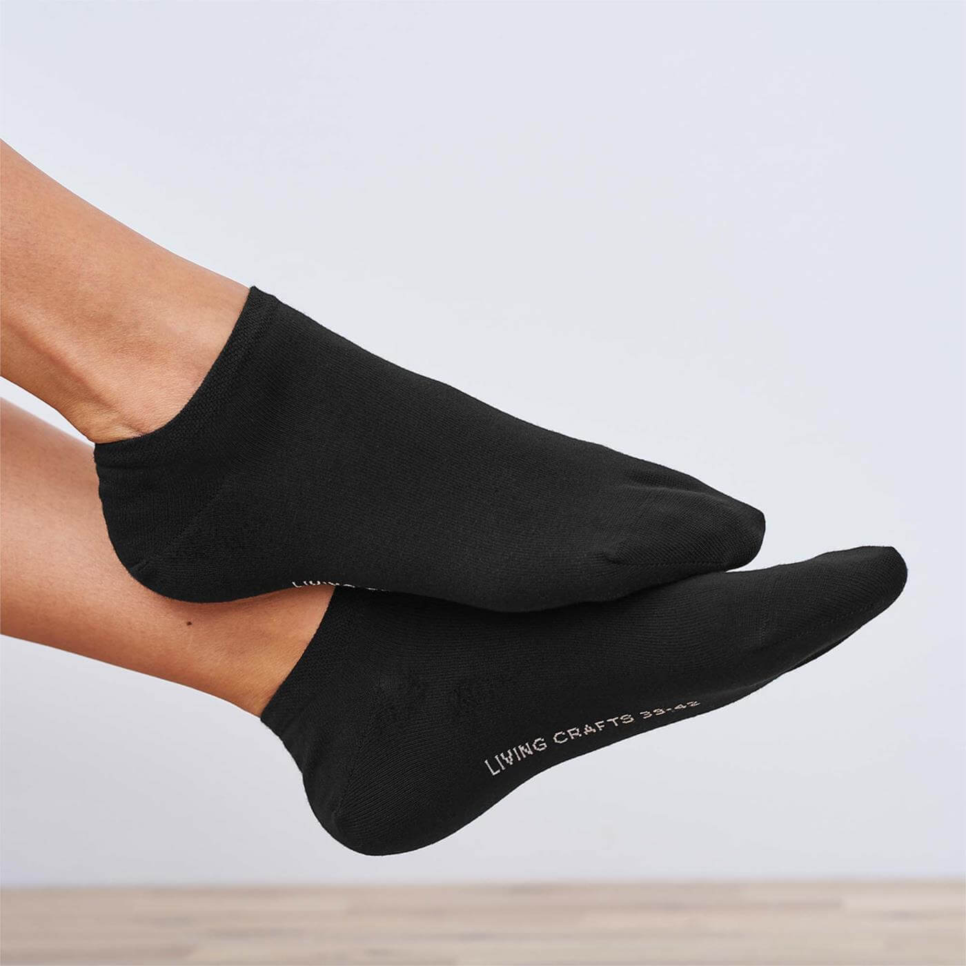 Living Crafts 2er Pack Damen-Sneakersocken, schwarz