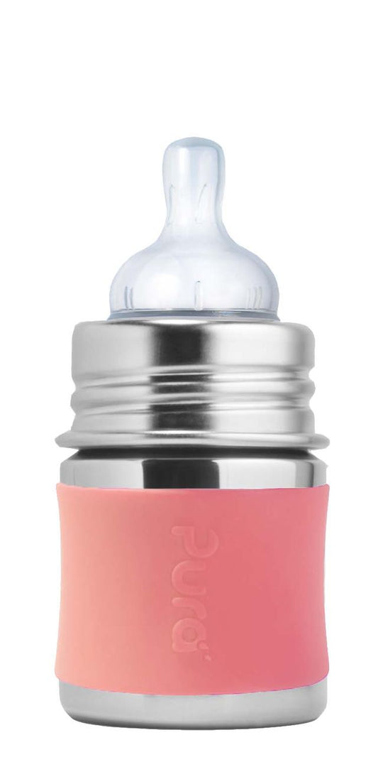 Pura kiki Edelstahl Babyflasche mit Sauger 125 ml, rose