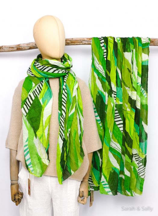 Sarah&Sally Schal Streifendesign, Grün