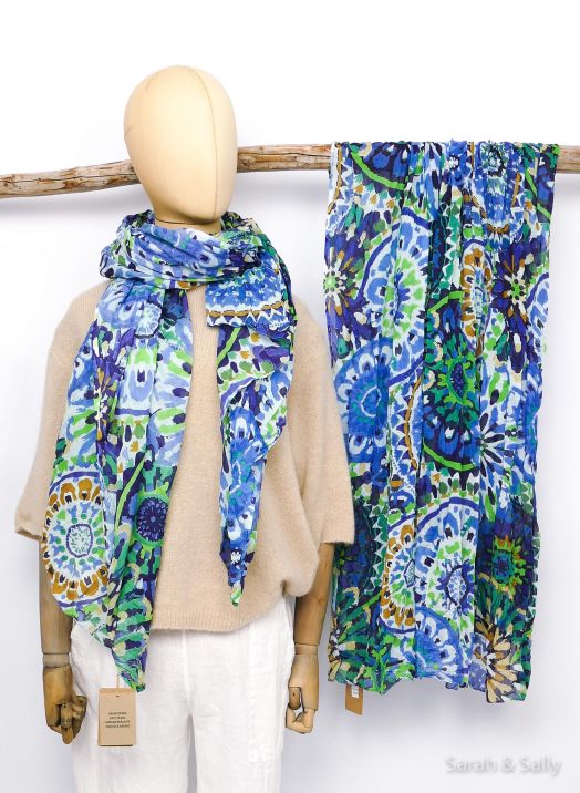 Sarah&Sally Schal Mandala (764), blau