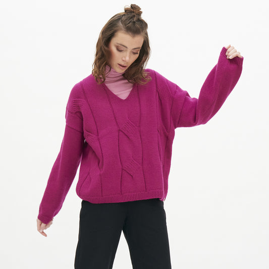 Living Crafts Damen Pullover Neele, very berry