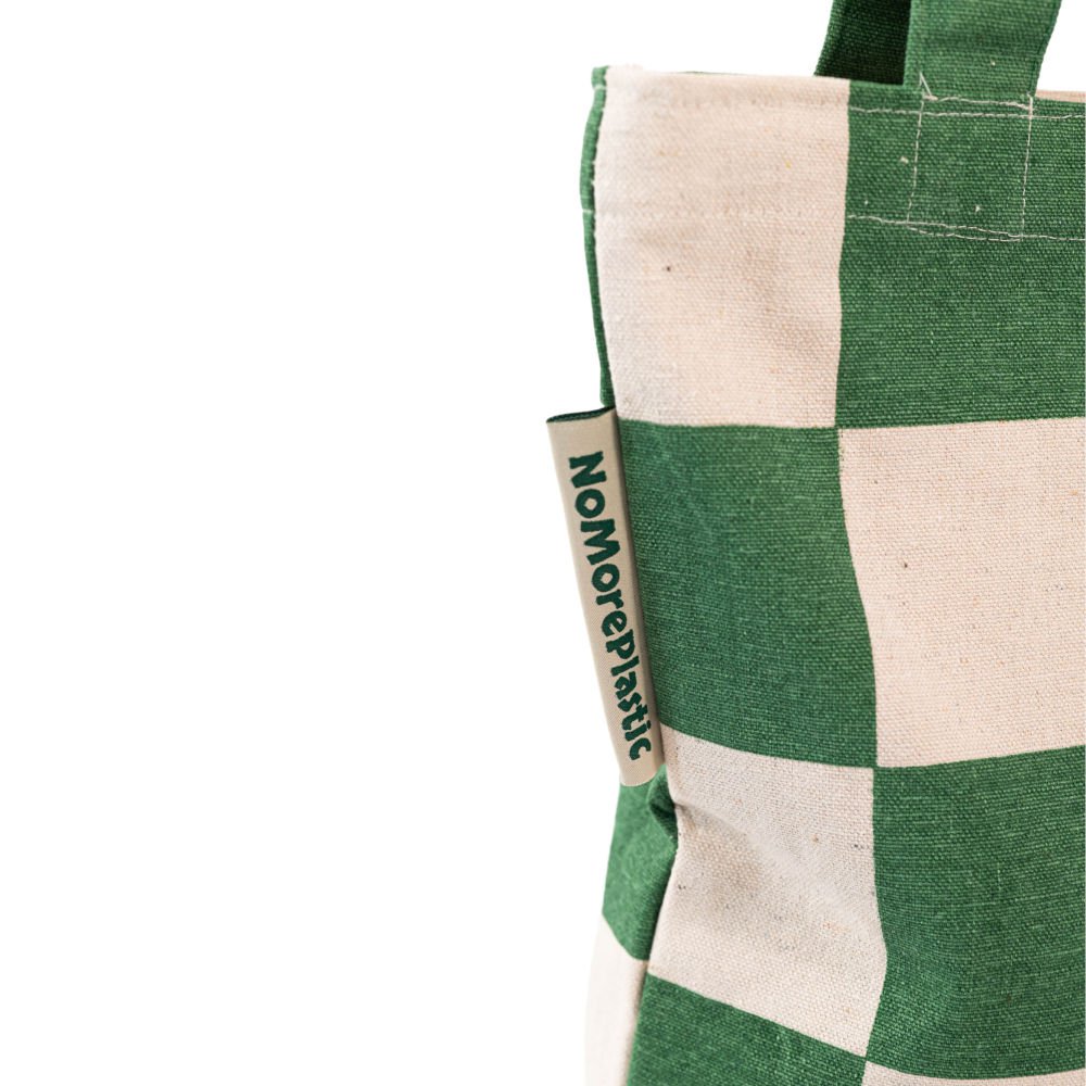 NoMorePlastic Totebag Karo, grün