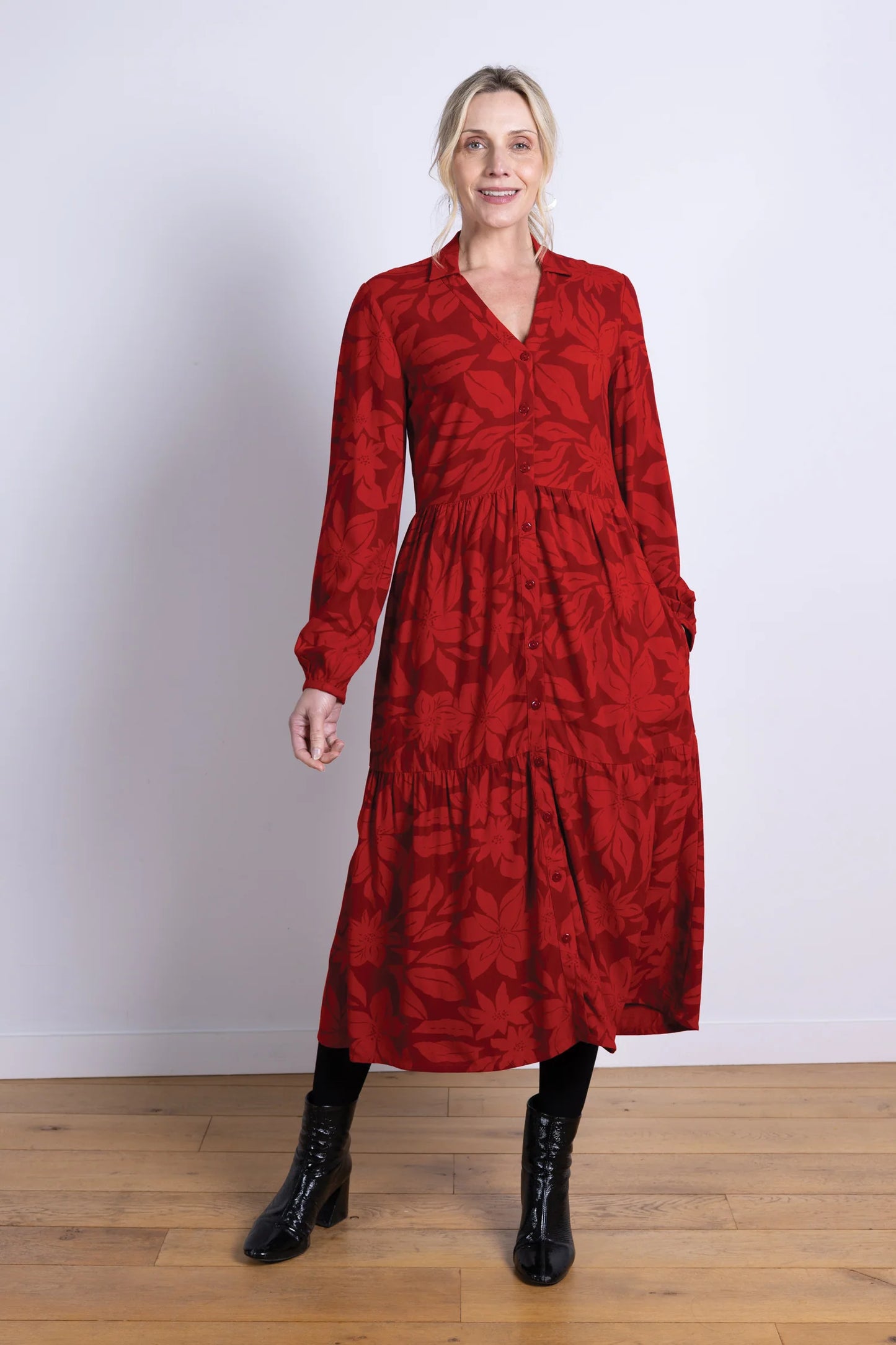nomads Midi-Kleid, Burgund