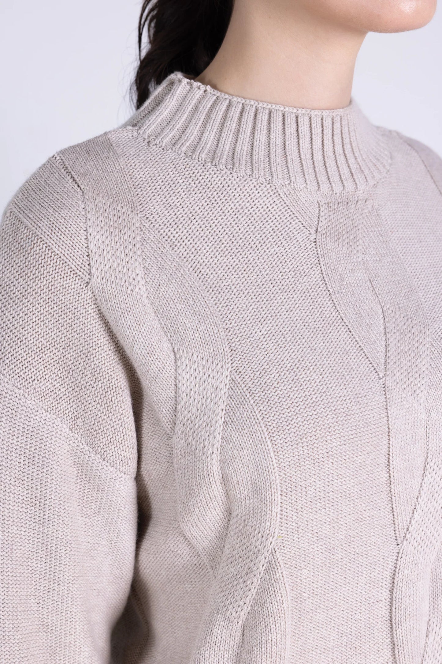 nomads Strickpulli Zopfmuster, sand