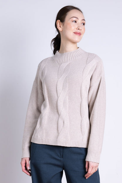 nomads Strickpulli Zopfmuster, sand
