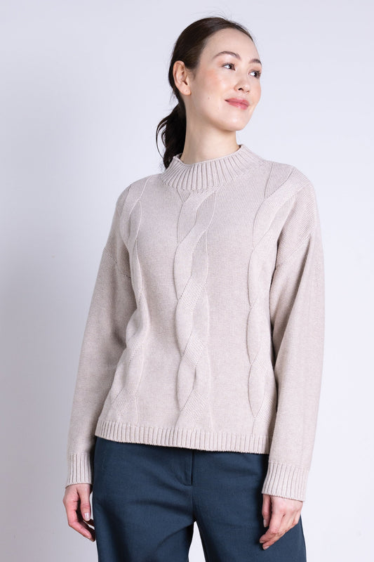 nomads Strickpulli Zopfmuster, sand