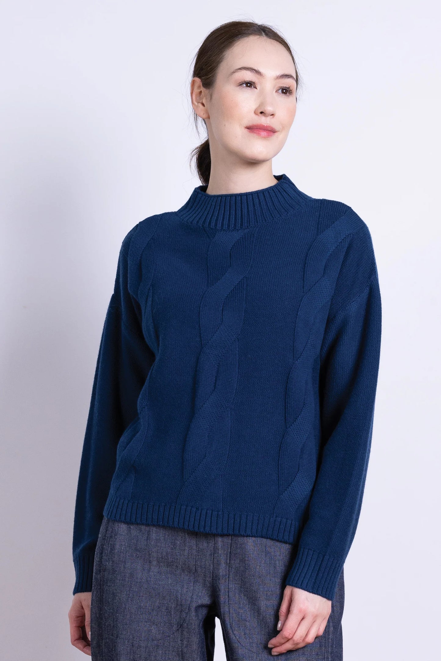 nomads Strickpulli Zopfmuster, dunkelblau